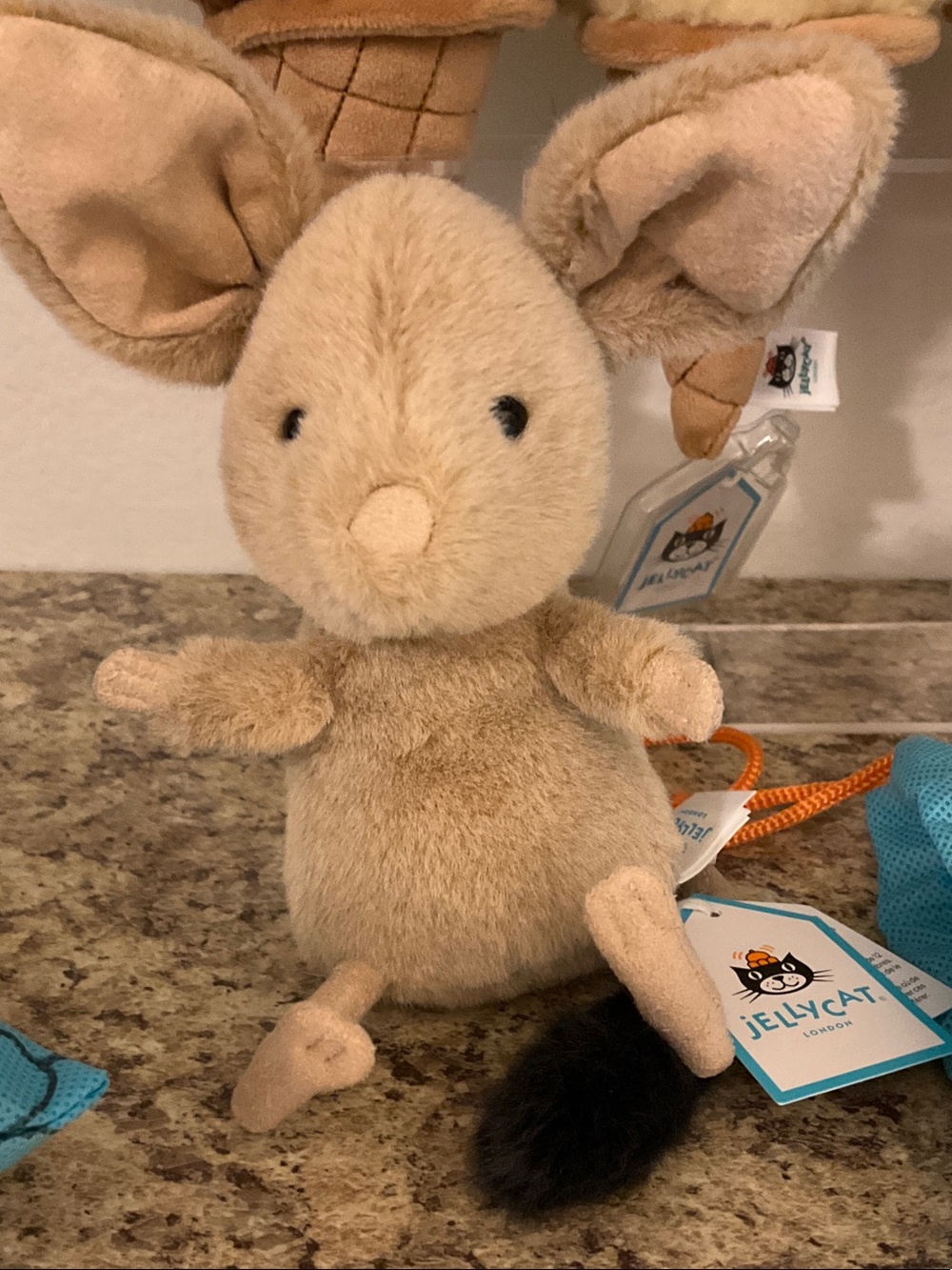Jellycat Jerboa Tan Plush Mouse with Black Tail